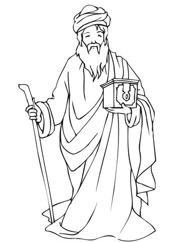 Wise Man With A Gift Box  Coloring Page